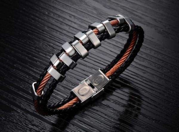 Pulseira Aço Banhado Ouro Rose Masculina