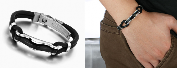Pulseira de Aço Inoxidável e Silicone